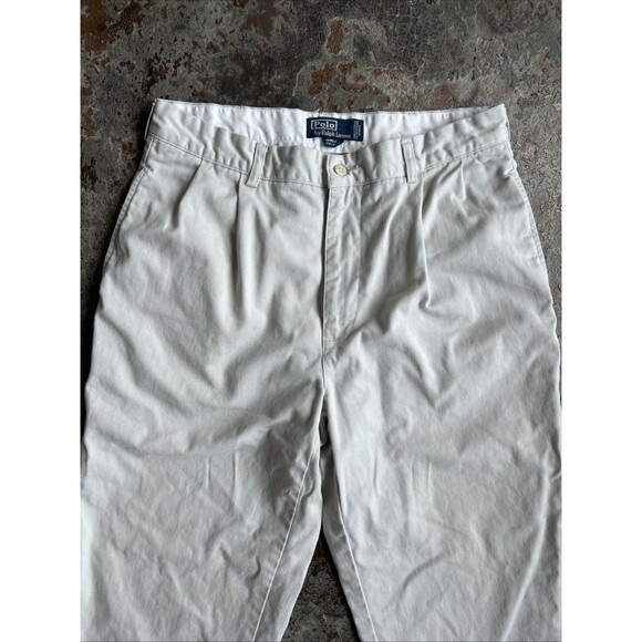 POLO RALPH LAUREN Hammond Double Pleated Vintage Chino Trousers Beige W38 L31 - Picture 2 of 6